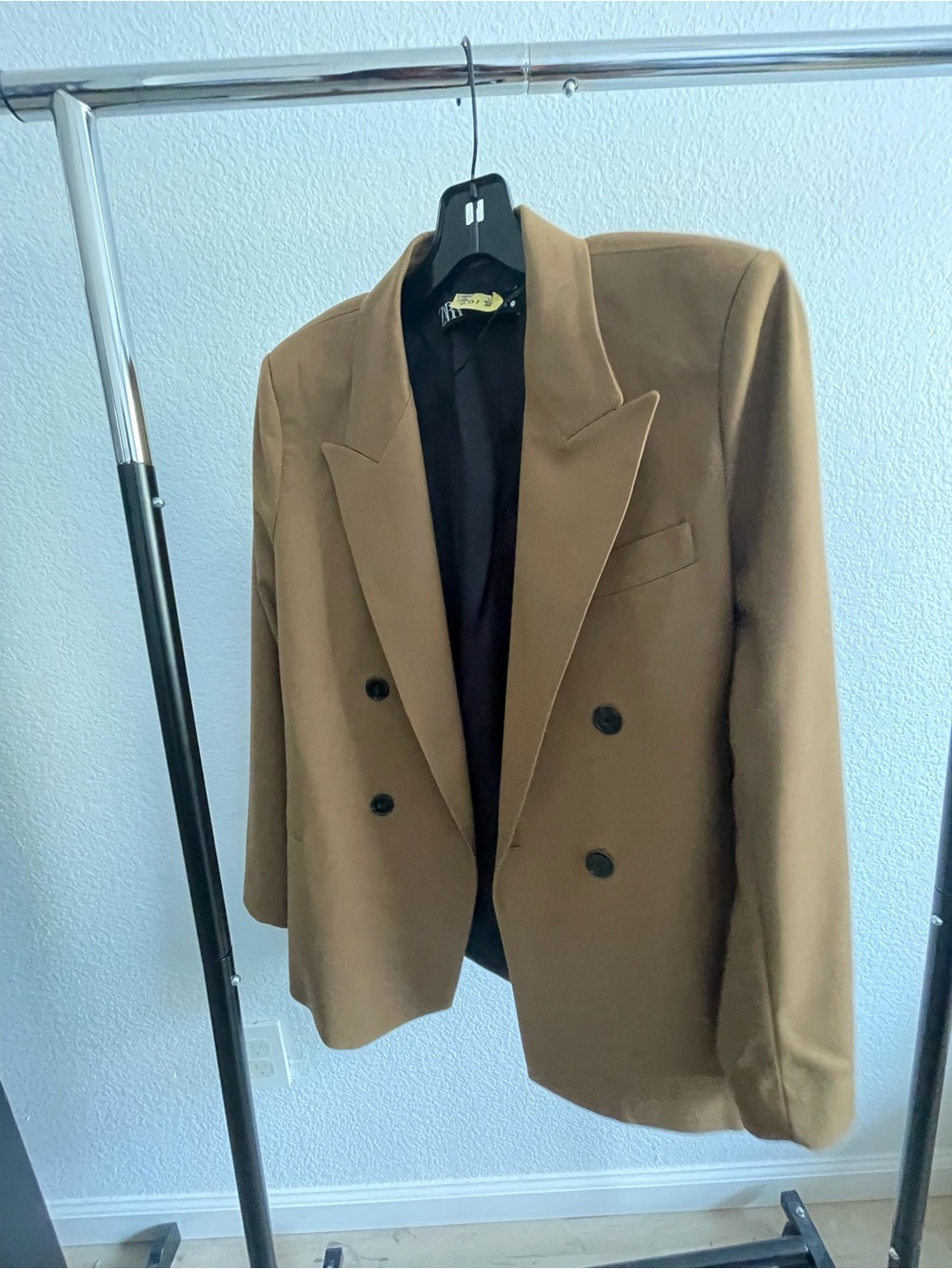 Zara Double-Breasted Tan Blazer